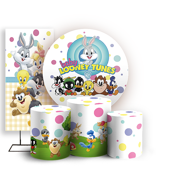 KIT Redondo Trio e Faixa - Baby Looney Tunes - Sublimado 3D