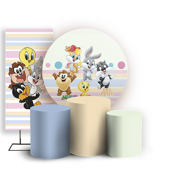 KIT Redondo Trio e Faixa - Baby Looney Tunes - Sublimado 3D