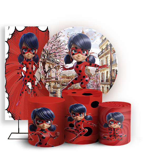 KIT Redondo Trio e Faixa - Ladybug - Sublimado 3D