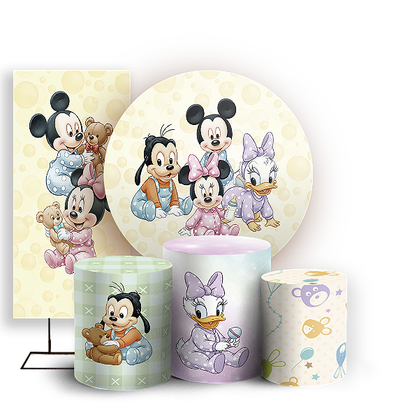 KIT Redondo Trio e Faixa - Mickey E Minnie - Sublimado 3D