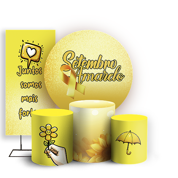 KIT Redondo Trio e Faixa - Setembro Amarelo - Sublimado 3D