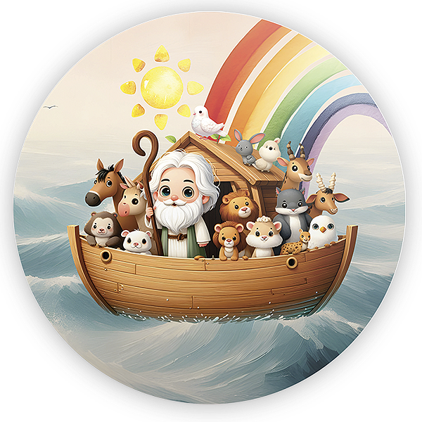 Painel Redondo Sublimado 3D - Arca de Noé