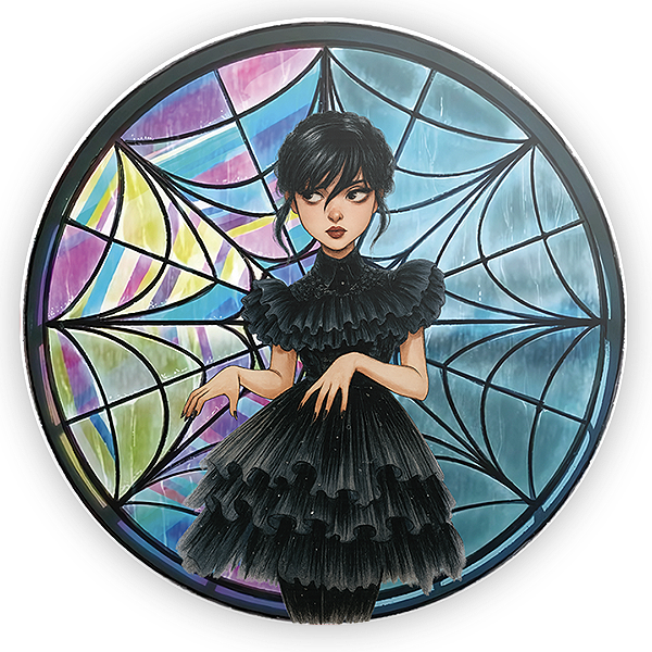 Painel Redondo Sublimado 3D - Wandinha