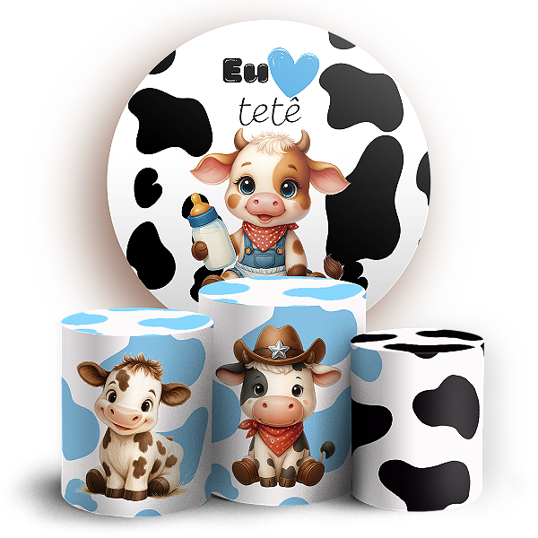 KIT Redondo e Trio Sublimado 3D - Vaquinha Eu Amo Tetê