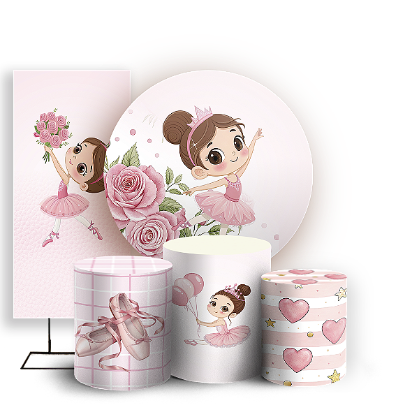 KIT Redondo Trio e Faixa Sublimado 3D - Bailarina