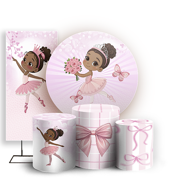 KIT Redondo Trio e Faixa Sublimado 3D - Bailarina