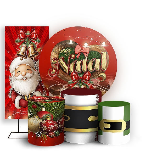 KIT Redondo Trio e Faixa Sublimado 3D - Natal