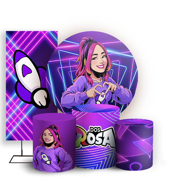 KIT Redondo Trio e Faixa Sublimado 3D - Os Rosas