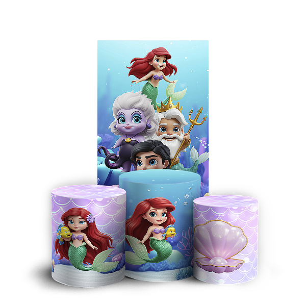 Faixa Lateral e Trio Cilindro Sublimado 3D Vest Facil - Princesa Ariel Pequena Sereia