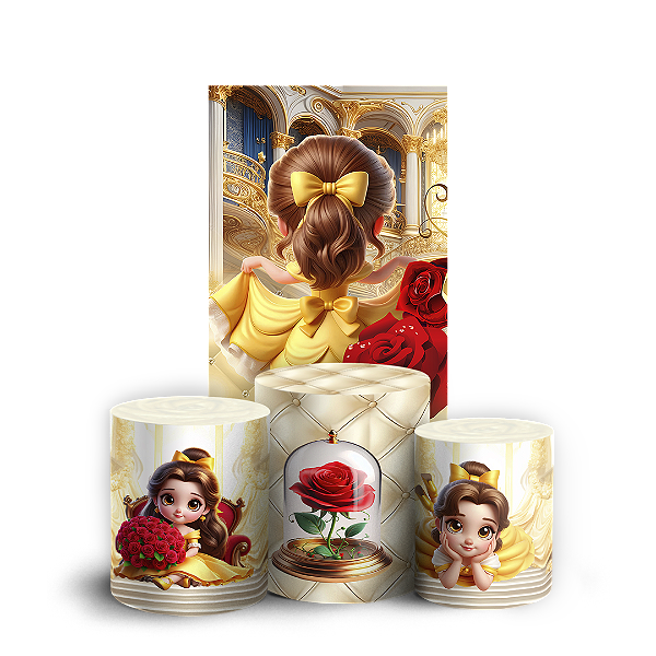 Faixa Lateral e Trio Cilindro Sublimado 3D Vest Facil - Princesa Bela