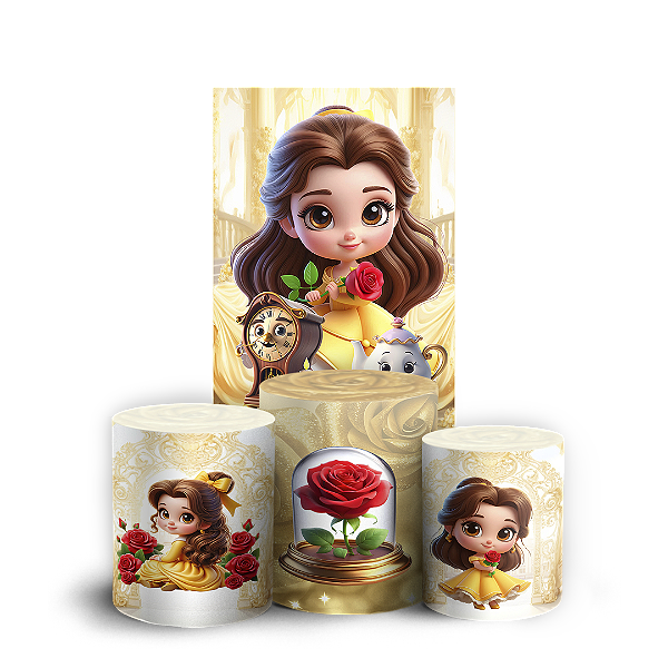 Faixa Lateral e Trio Cilindro Sublimado 3D Vest Facil - Princesa Bela