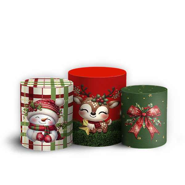 Trio Cilindro Sublimado 3D - Natal