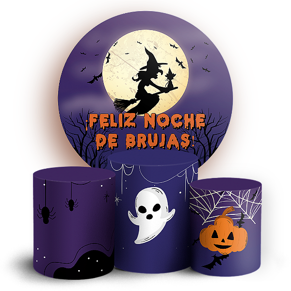 KIT Redondo e Trio Sublimado 3D - Noche de Brujas ES