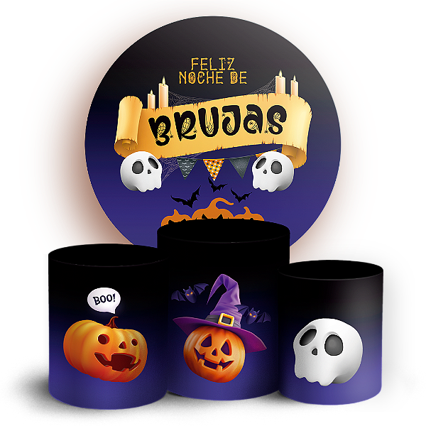 KIT Redondo e Trio Sublimado 3D - Noche de Brujas ES