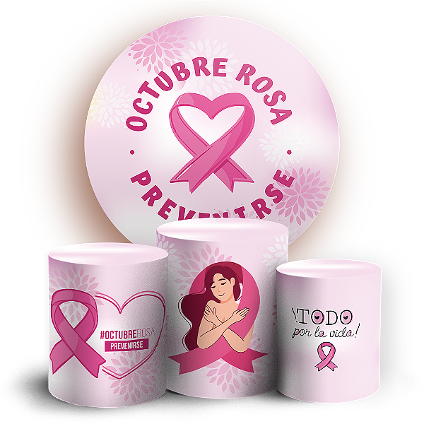 KIT Redondo e Trio Sublimado 3D - Octubre Rosa ES