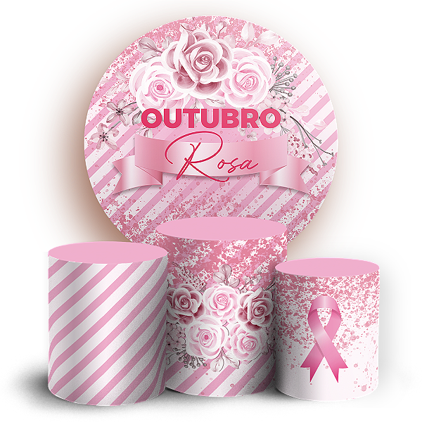 KIT Redondo e Trio Sublimado 3D - Outubro Rosa