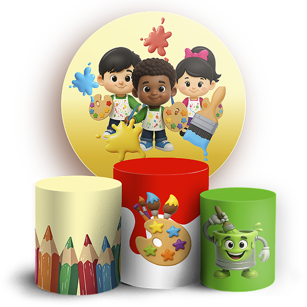 KIT Redondo e Trio Sublimado 3D - Pintando O 7