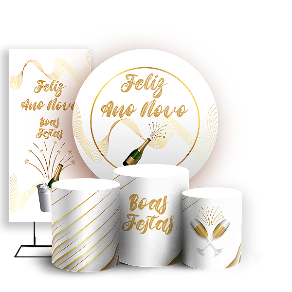 KIT Redondo Trio e Faixa Sublimado 3D - Ano Novo