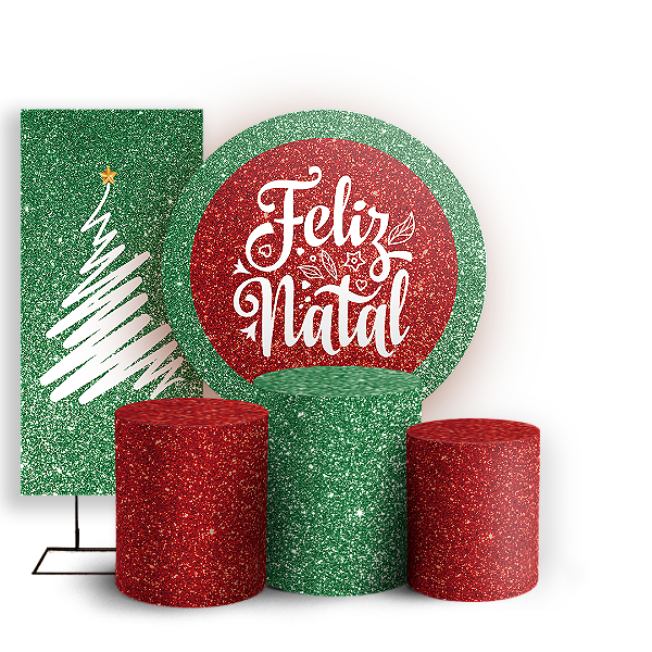 KIT Redondo Trio e Faixa Sublimado 3D - Natal
