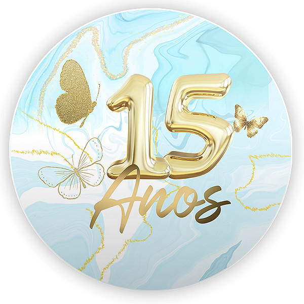 Painel Redondo Sublimado 3D - 15 Anos