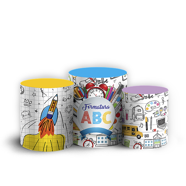Trio Cilindro Sublimado 3D - Formatura ABC