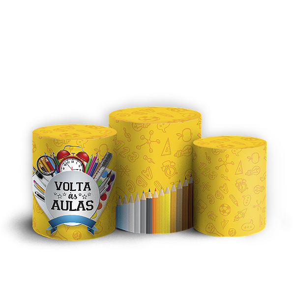 Trio Cilindro Sublimado 3D - Volta as Aulas