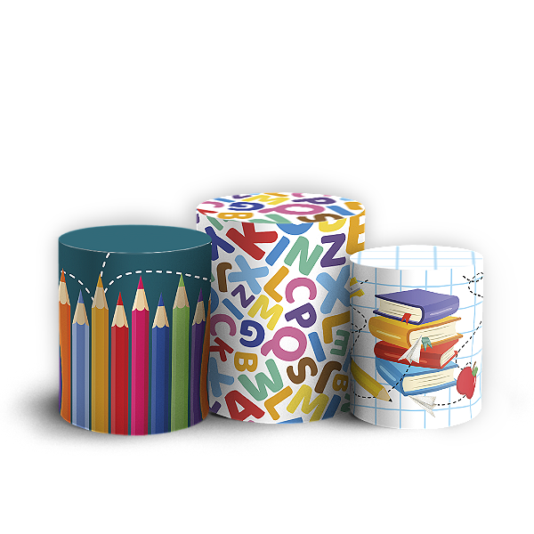 Trio Cilindro Sublimado 3D - Volta as Aulas