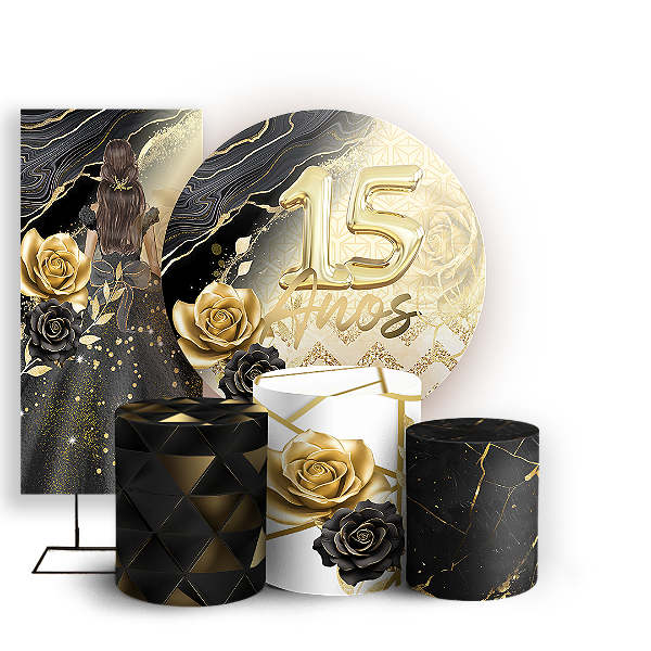 KIT Redondo Trio e Faixa Sublimado 3D - 15 Anos