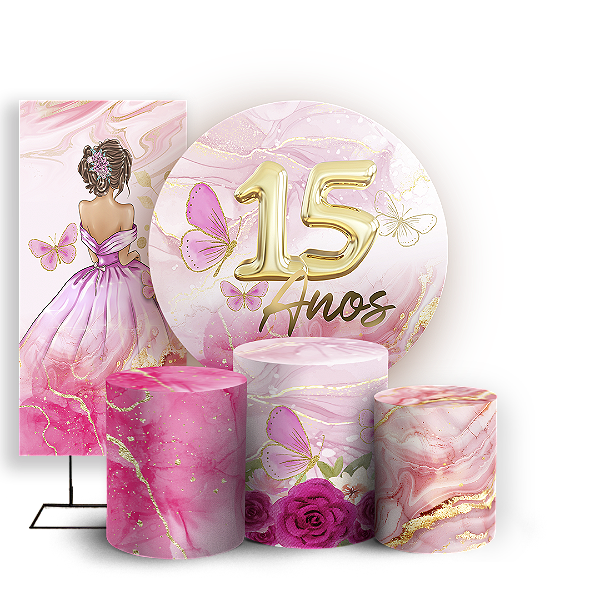 KIT Redondo Trio e Faixa Sublimado 3D - 15 Anos