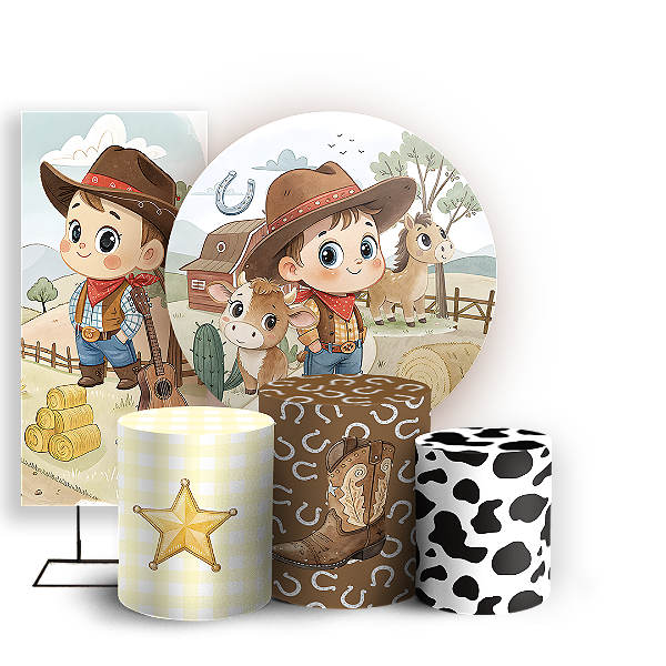 KIT Redondo Trio e Faixa Sublimado 3D - Fazendinha