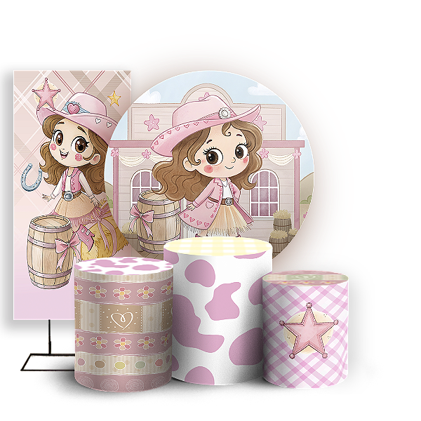 KIT Redondo Trio e Faixa Sublimado 3D - Fazendinha