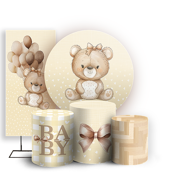 KIT Redondo Trio e Faixa Sublimado 3D - Urso