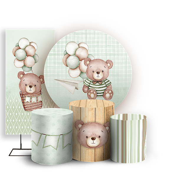 KIT Redondo Trio e Faixa Sublimado 3D - Urso