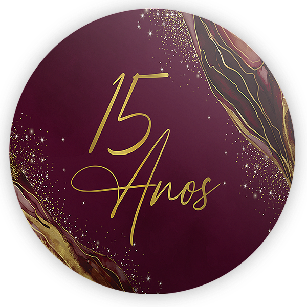 Painel Redondo Sublimado 3D - 15 Anos