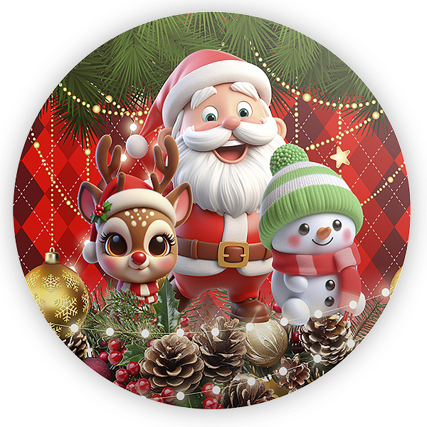 Painel Redondo Sublimado 3D - Natal