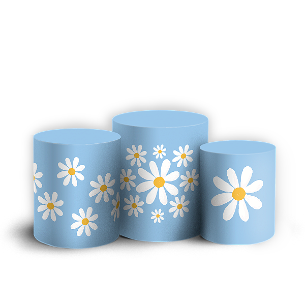 Trio Cilindro Sublimado 3D - Flor Margarida
