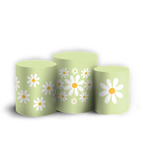 Trio Cilindro Sublimado 3D - Flor Margarida
