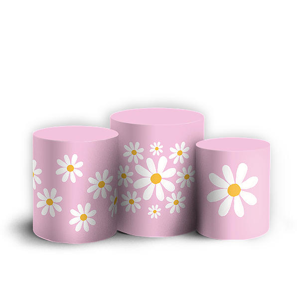 Trio Cilindro Sublimado 3D - Flor Margarida