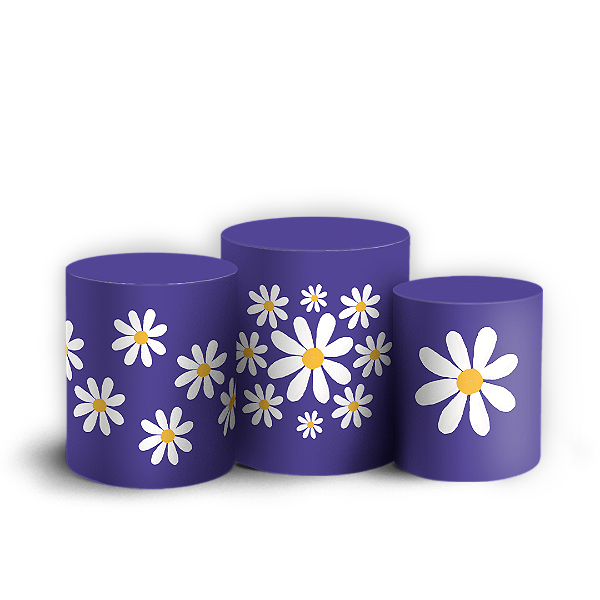 Trio Cilindro Sublimado 3D - Flor Margarida