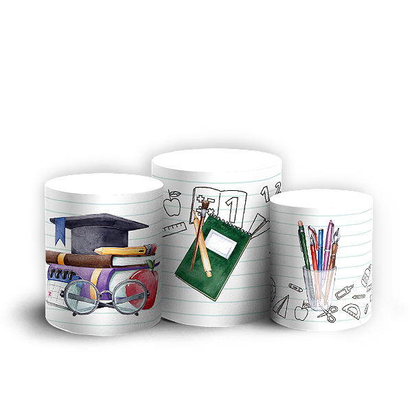Trio Cilindro Sublimado 3D - Volta as Aulas