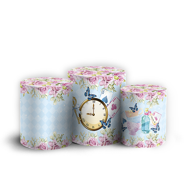 Trio Cilindro Sublimado 3D - Alice no País das Maravilhas