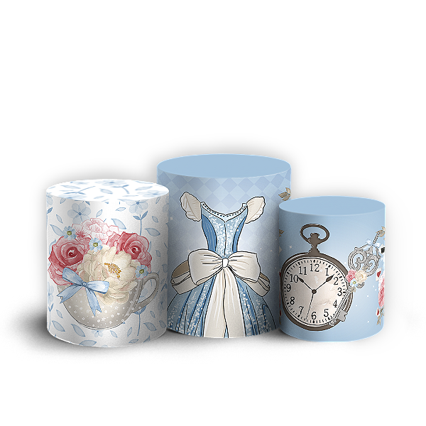 Trio Cilindro Sublimado 3D - Alice no País das Maravilhas
