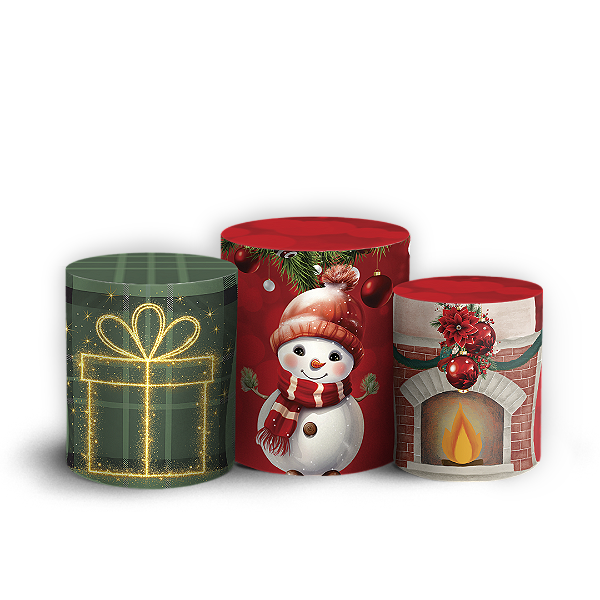 Trio Cilindro Sublimado 3D - Natal