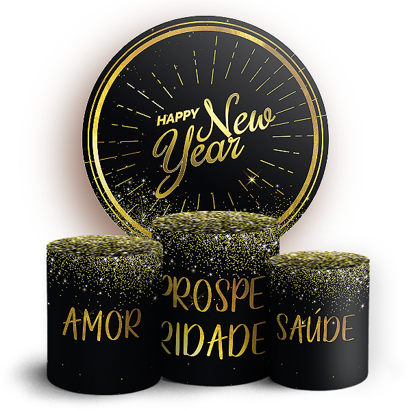 KIT Redondo e Trio Sublimado 3D - Ano Novo
