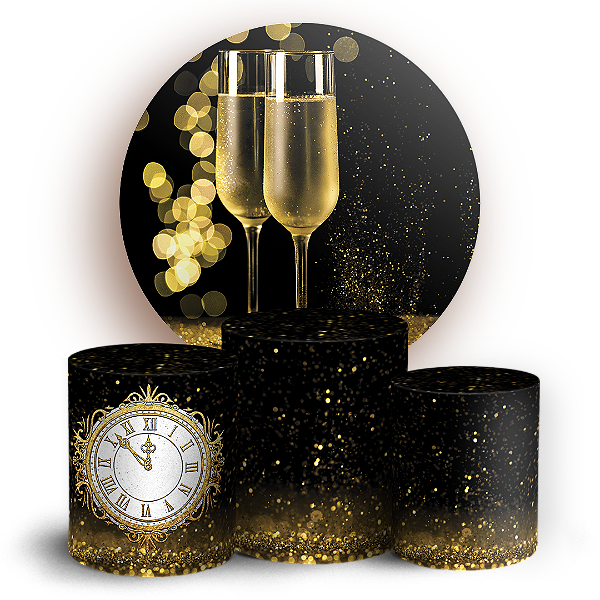 KIT Redondo e Trio Sublimado 3D - Ano Novo