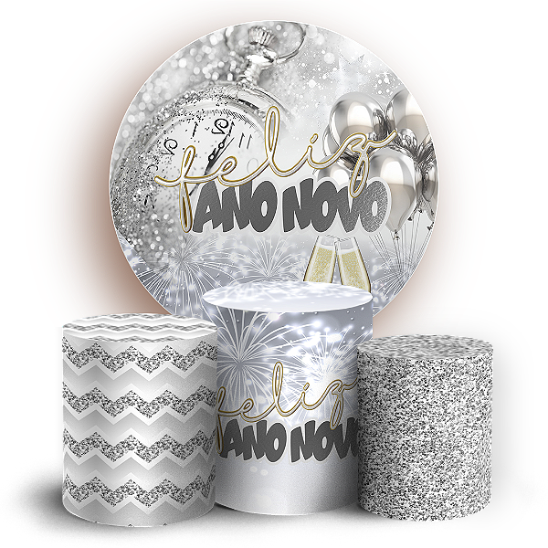 KIT Redondo e Trio Sublimado 3D - Ano Novo