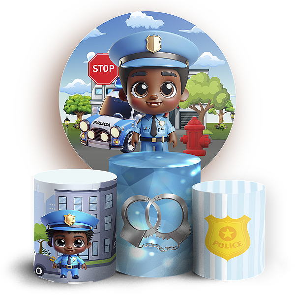 KIT Redondo e Trio Sublimado 3D - Polícia