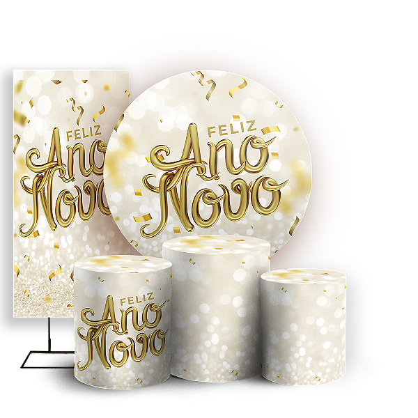 KIT Redondo Trio e Faixa Sublimado 3D - Ano Novo