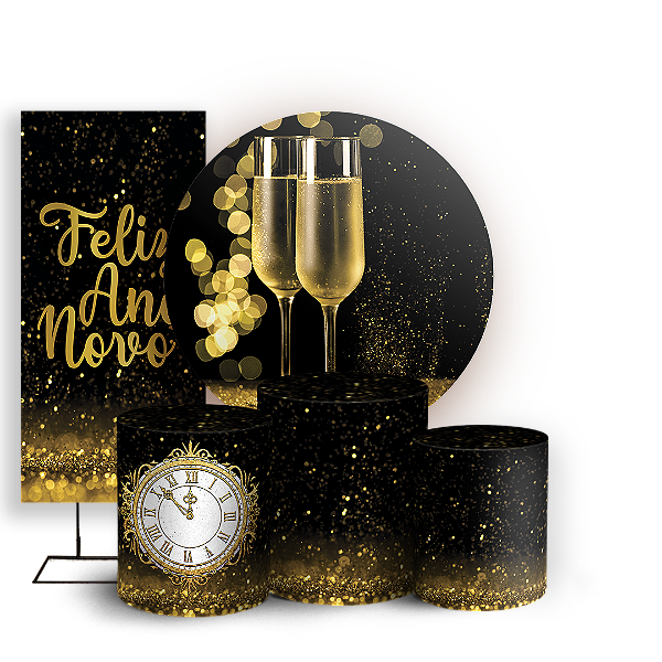 KIT Redondo Trio e Faixa Sublimado 3D - Ano Novo