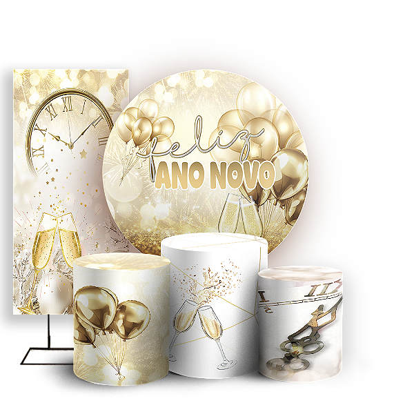 KIT Redondo Trio e Faixa Sublimado 3D - Ano Novo
